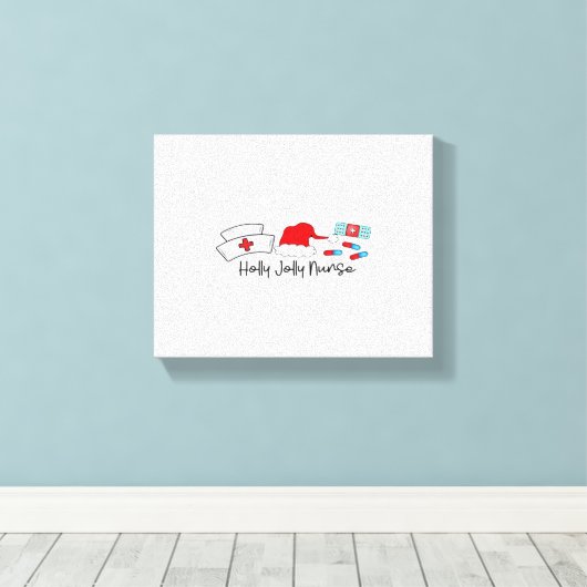 Holly Jolly Nurse, Halloween Classic T-shirt Canvas Afdruk (Insitu (Houten vloer))