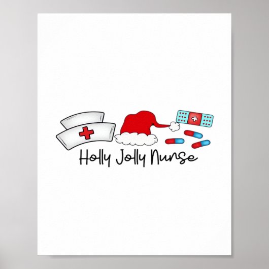 Holly Jolly Nurse, Halloween Classic T-shirt Poster (Voorkant)