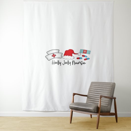 Holly Jolly Nurse, Halloween Classic T-shirt Wandkleed (In situ)