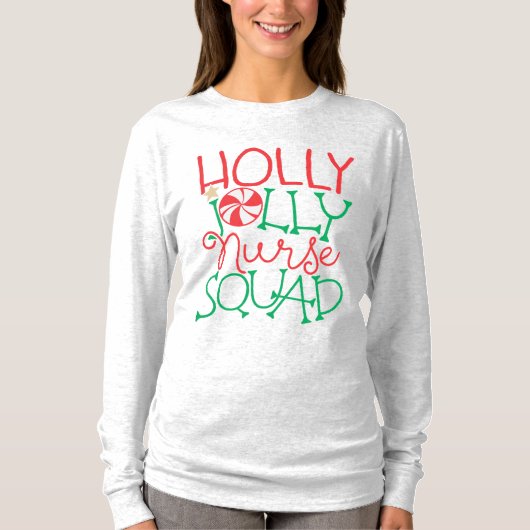 Holly Jolly Nurse Squad Cute Snoep kerst T-shirt (Voorkant)