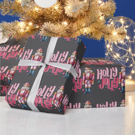 Holly Jolly Nutcracker Kerstkoket Preppy Cadeaupapier (Feestdagen)