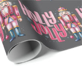 Holly Jolly Nutcracker Kerstkoket Preppy Cadeaupapier (Rol Hoek)