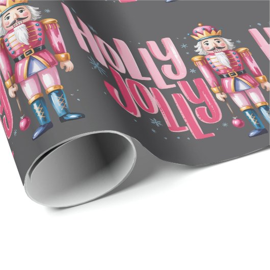 Holly Jolly Nutcracker Kerstkoket Preppy Cadeaupapier (Rol Hoek)