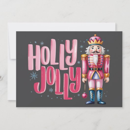 Holly Jolly Nutcracker Kerstkoket Preppy Feestdagenkaart (Voorkant)