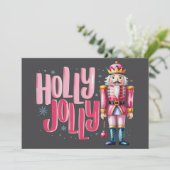 Holly Jolly Nutcracker Kerstkoket Preppy Feestdagenkaart (Staand voorkant)