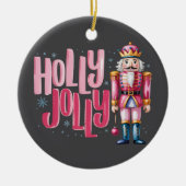 Holly Jolly Nutcracker Kerstkoket Preppy Keramisch Ornament (Voorkant)
