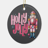 Holly Jolly Nutcracker Kerstkoket Preppy Keramisch Ornament (Links)