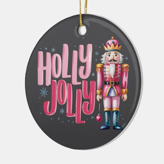 Holly Jolly Nutcracker Kerstkoket Preppy Keramisch Ornament (Links)