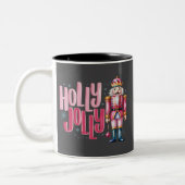 Holly Jolly Nutcracker Kerstkoket Preppy Tweekleurige Koffiemok (Links)