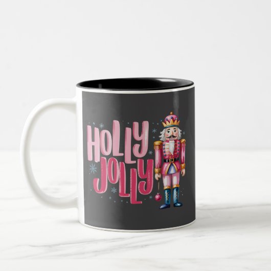 Holly Jolly Nutcracker Kerstkoket Preppy Tweekleurige Koffiemok (Links)