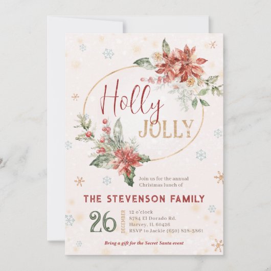 Holly Jolly Official Family Lunch Dinner Kaart (Voorkant)