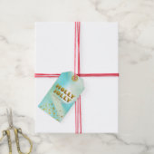 Holly Jolly | Pastel Groen Gradiënt & Goud Cadeaulabel (Met Touw)