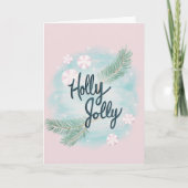 Holly Jolly - Pastel - Kerstmis - Groet - Kaart (Voorkant)