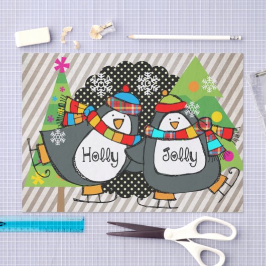 Holly Jolly Penguins Weefpapier Tissuepapier (Craft)