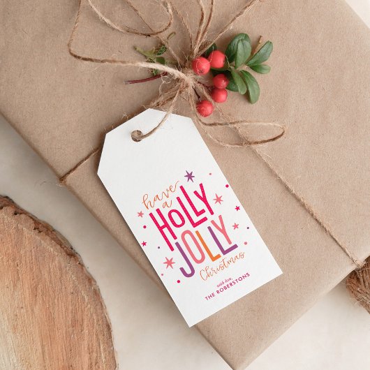 "Holly Jolly" Persoonlijke Kerstmis Cadeaulabel