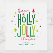 "Holly Jolly" Persoonlijke Kerstmis Wijn Etiket (Enkel label)