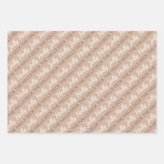 Holly Jolly Photo Collage Neutrals Kerstmis Inpakpapier Vel (Voorkant 3)