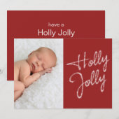 Holly Jolly Photo Holiday Card Feestdagenkaart (Voorkant / Achterkant)
