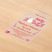 Holly Jolly Pink Red Script Kerstfeest Arch Acryl Uitnodigingen (Laagn)