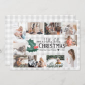 Holly Jolly Plaid Kerstmis Fotocollage Feestdagenkaart (Voorkant / Achterkant)