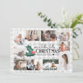 Holly Jolly Plaid Kerstmis Fotocollage Feestdagenkaart (Staand voorkant)