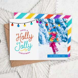 Holly Jolly Platte vakantie fotokaart Feestdagenkaart