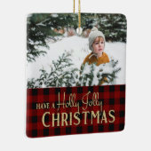Holly Jolly Pset Kerstmis met Photo Ceramic Orn Keramisch Ornament (Rechts)