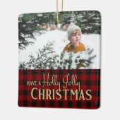 Holly Jolly Pset Kerstmis met Photo Ceramic Orn Keramisch Ornament (Links)