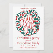 Holly Jolly Quote Leaves Berries kerstfeest Kaart (Voorkant)