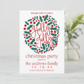 Holly Jolly Quote Leaves Berries kerstfeest Kaart (Staand voorkant)
