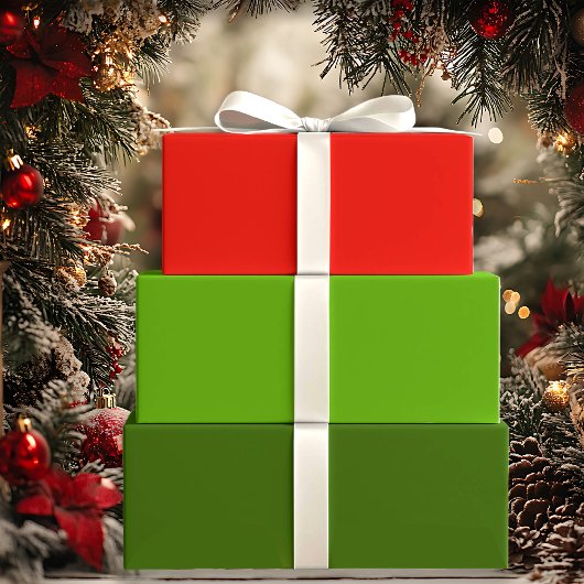 Holly Jolly Red en Green Holiday Solids Inpakpapier Vel