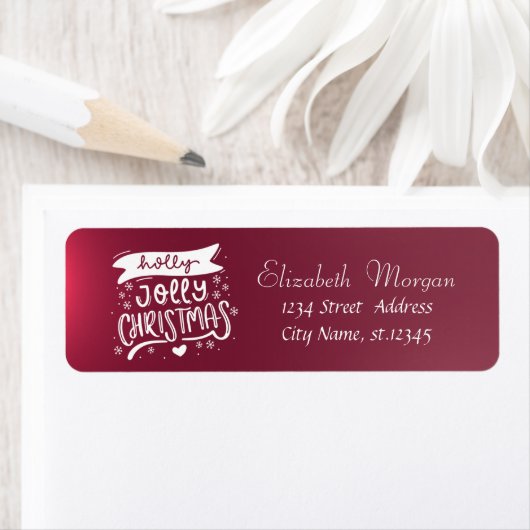 Holly Jolly, Red Holiday, Kerstmis Etiket (Insitu)