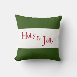 Holly Jolly Red Holiday Kersttypografie Kussen