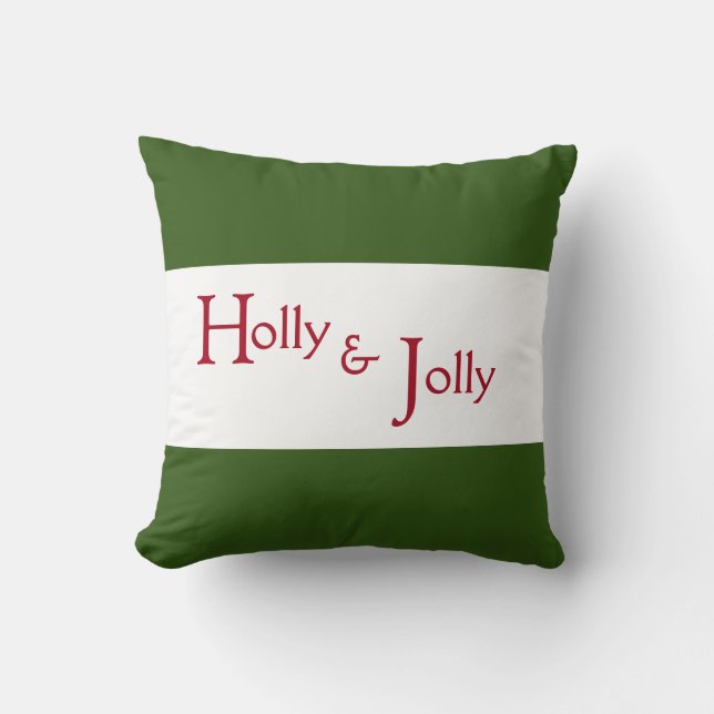 Holly Jolly Red Holiday Kersttypografie Kussen (Voorkant)