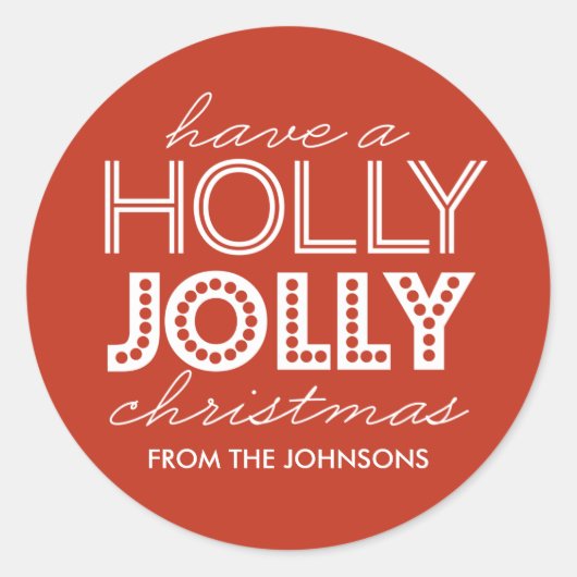 Holly Jolly Red kerstcadeau Label Sticker (Voorkant)