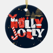 Holly Jolly Red White - kerstwinter Keramisch Ornament (Voorkant)