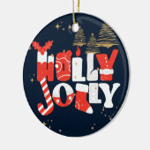 Holly Jolly Red White - kerstwinter Keramisch Ornament (Links)