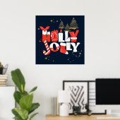 Holly Jolly Red White - kerstwinter Poster (Thuiskantoor)