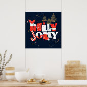 Holly Jolly Red White - kerstwinter Poster (Keuken)
