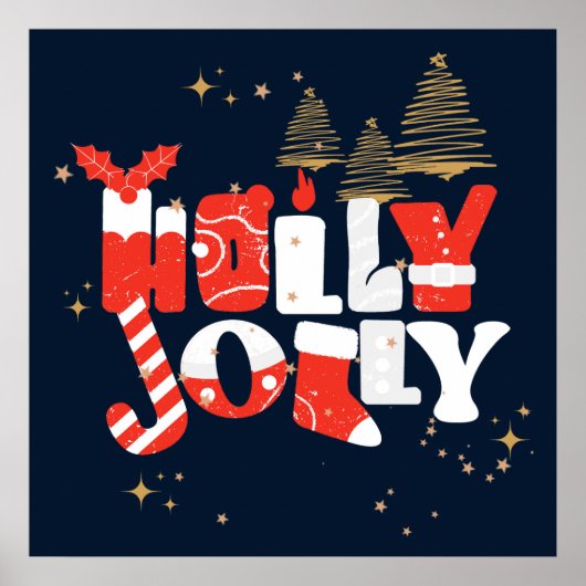 Holly Jolly Red White - kerstwinter Poster (Voorkant)