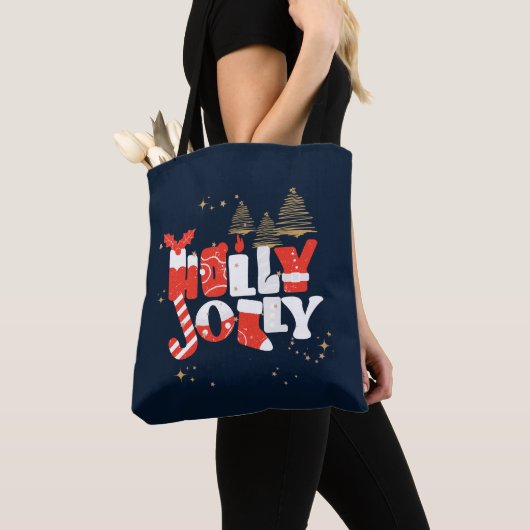 Holly Jolly Red White - kerstwinter Tote Bag (Dichtbij)