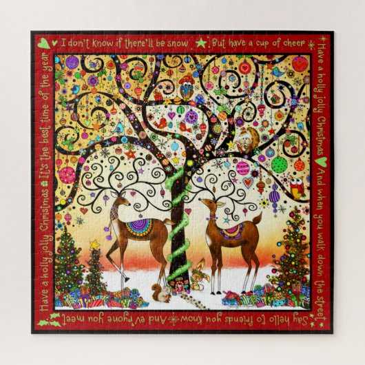 Holly Jolly Reindeer puzzle Legpuzzel (Verticaal)