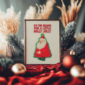 Holly Jolly Retro Christmas Wall Art Poster