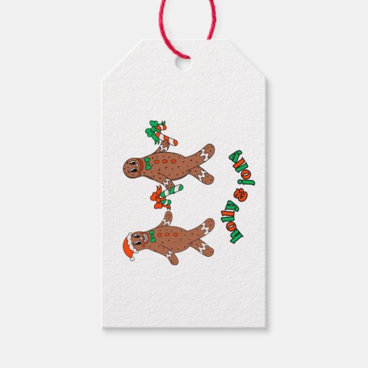 Holly & Jolly Retro Gingerbread Kerstcadeau Label Cadeaulabel (Voorkant)