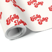 Holly Jolly Retro Red Cream Vakantie Kerstmis Cadeaupapier (Rol Hoek)