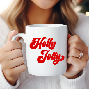 Holly Jolly Retro Red Cream Vakantie Kerstmis Koffiemok