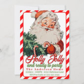 Holly Jolly Retro  Santa Custom Christmas Kaart (Voorkant)