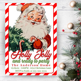 Holly Jolly Retro  Santa Custom Christmas Kaart