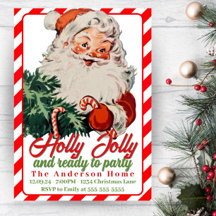 Holly Jolly Retro  Santa Custom Christmas Kaart
