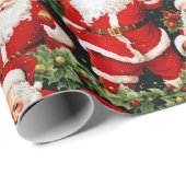 Holly Jolly Retro Santas inpakpapier (Rol Hoek)
